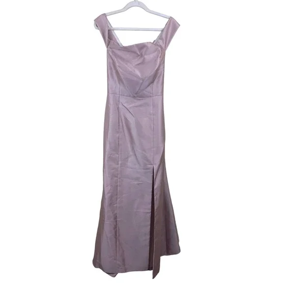 Chic Alfred Sung D751 Off The Shoulder Criss Cross Maxi Dress Gown , Size 14 - Picture 3 of 6